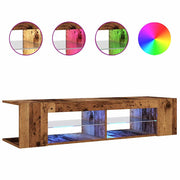 Vetonek Mueble TV luces LED madera ingeniería envejecida 135x39x30 cm