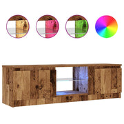 Vetonek Mueble TV luces LED madera ingeniería envejecida 120x30x36 cm