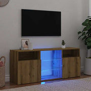 Mueble tv luces led madera ingeniería roble artisan 120x30x50cm v7891 Vetonek