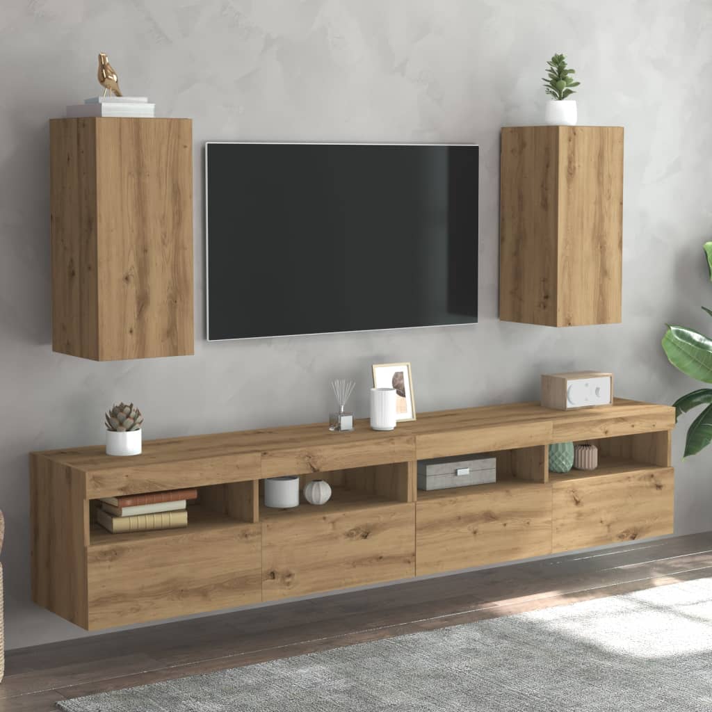 Móveis de TV 2 UDs Wood Roble Artisan 30.5x30x60 cm