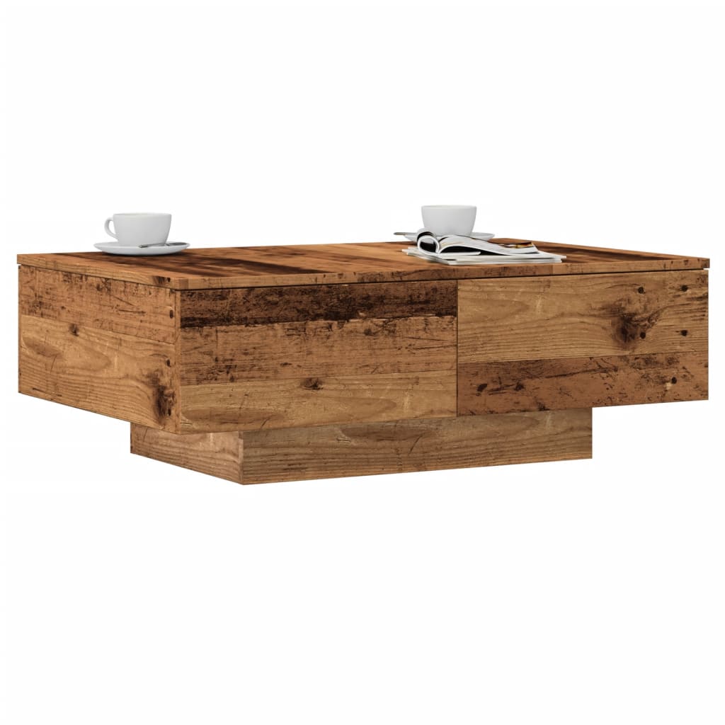 Vetonek Mesa de centro madera ingeniería madera envejecida 90x60x31 cm