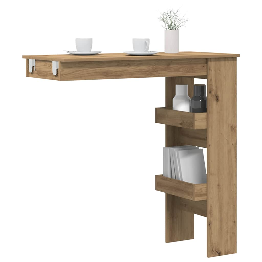 Vetonek Mesa de bar de pared contrachapada roble artisan 102x45x103,5cm