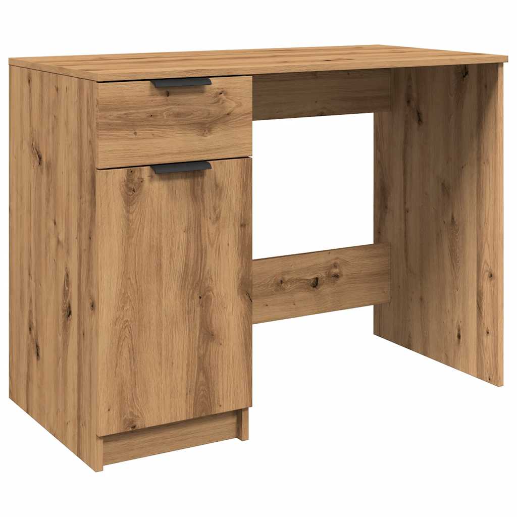 Bureau artisanal en bois d'ingénierie en chêne 100x50x75 cm V2857 Vetonek