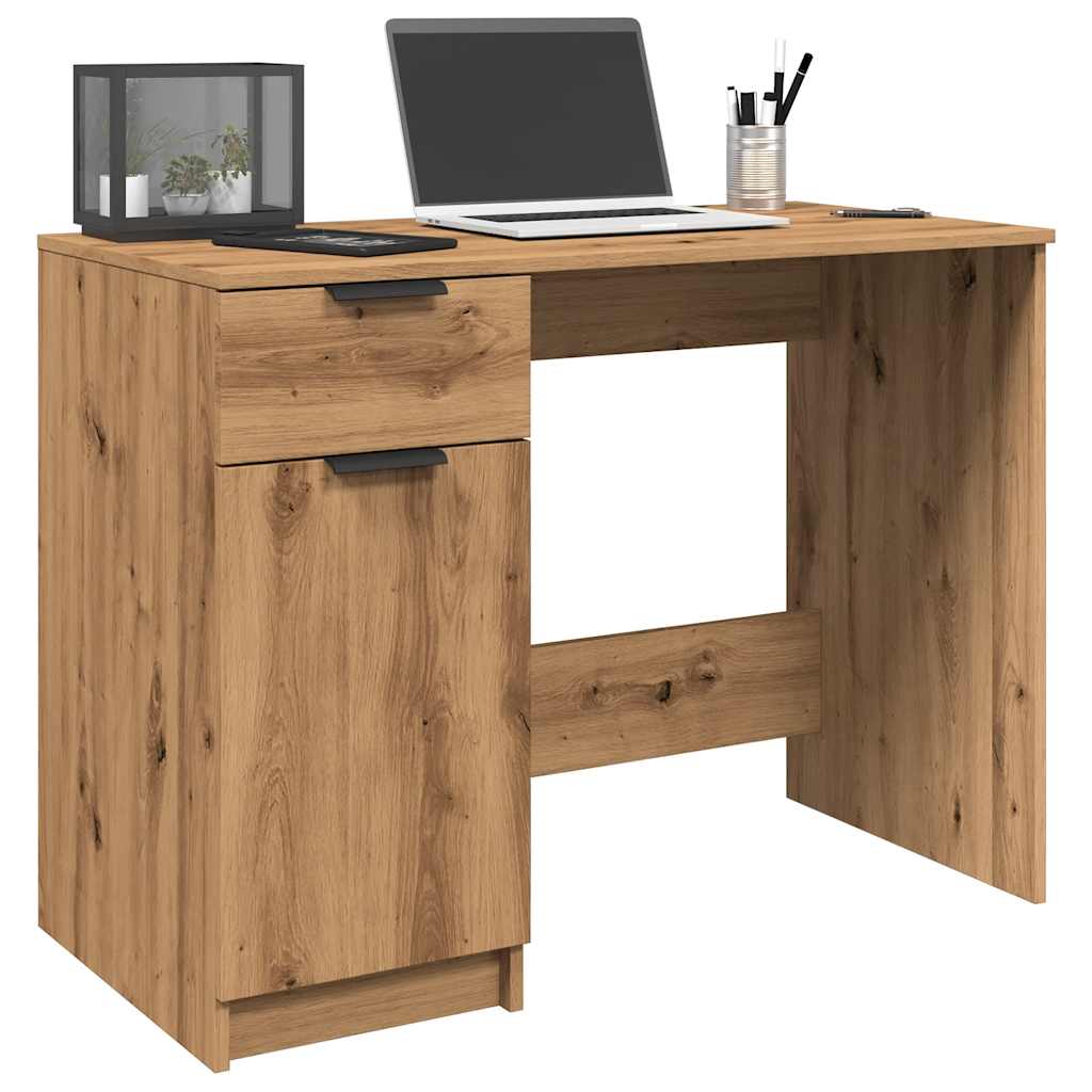 Bureau artisanal en bois d'ingénierie en chêne 100x50x75 cm V2857 Vetonek