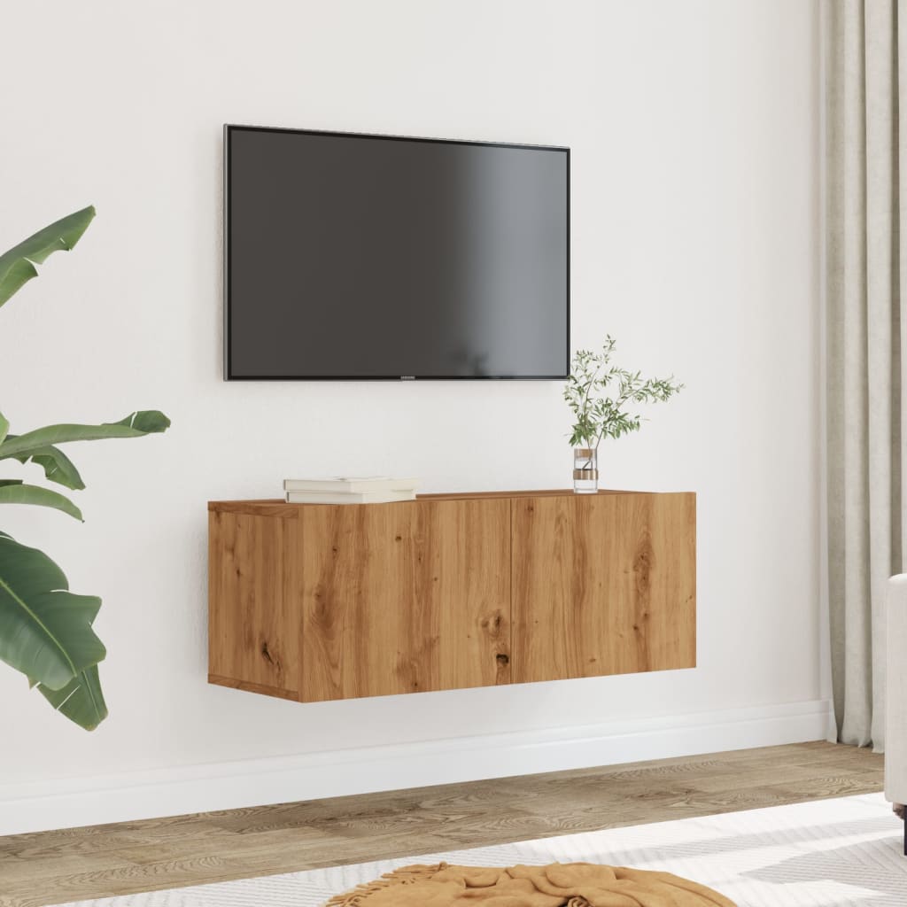 Vetonek Muebles para TV de pared 2 unidades roble artesanal 80x30x30 cm