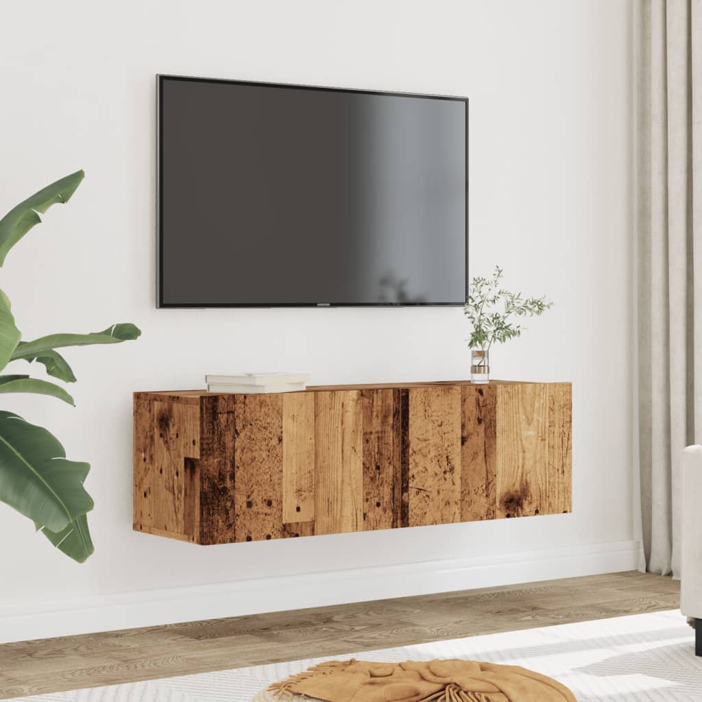 Vetonek Muebles para TV de pared 2 uds madera envejecida 100x30x30 cm