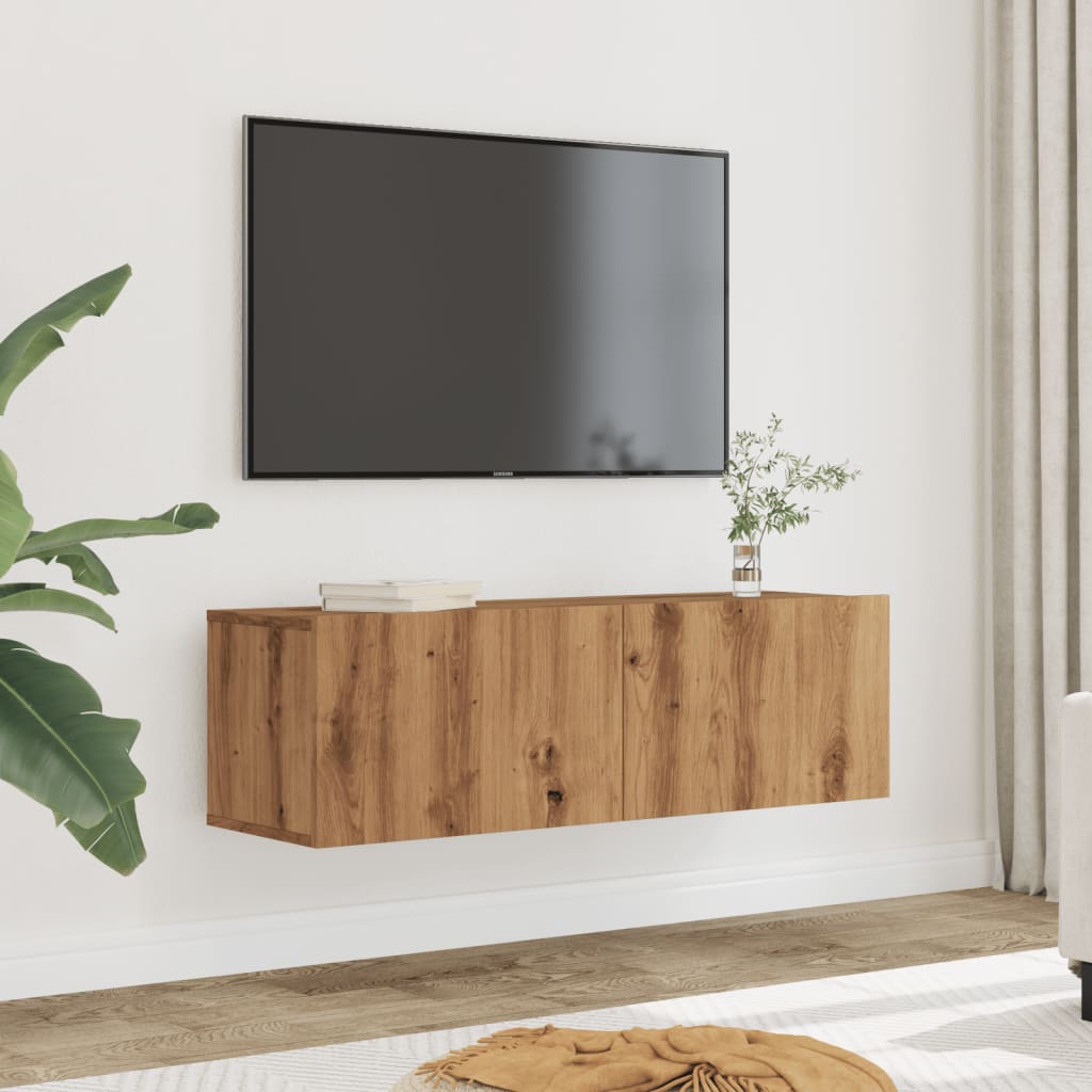 Vetonek Muebles para TV de pared 2 uds roble artesanal 100x30x30 cm