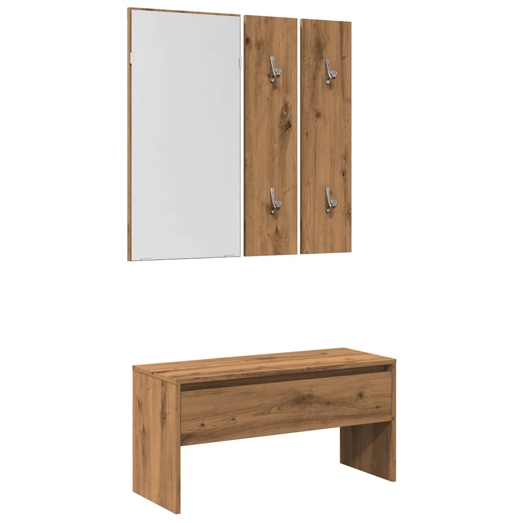 Vetonek Set de muebles recibidor madera contrachapada roble artesanal