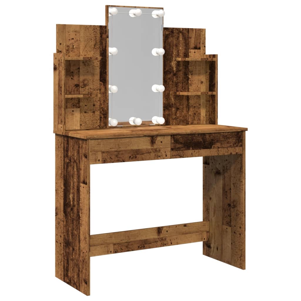 Dresser com envelhecimento de madeira LED 96x40x142 cm