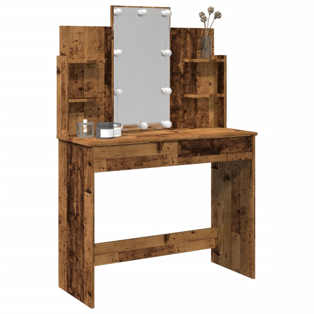 Dresser com envelhecimento de madeira LED 96x40x142 cm