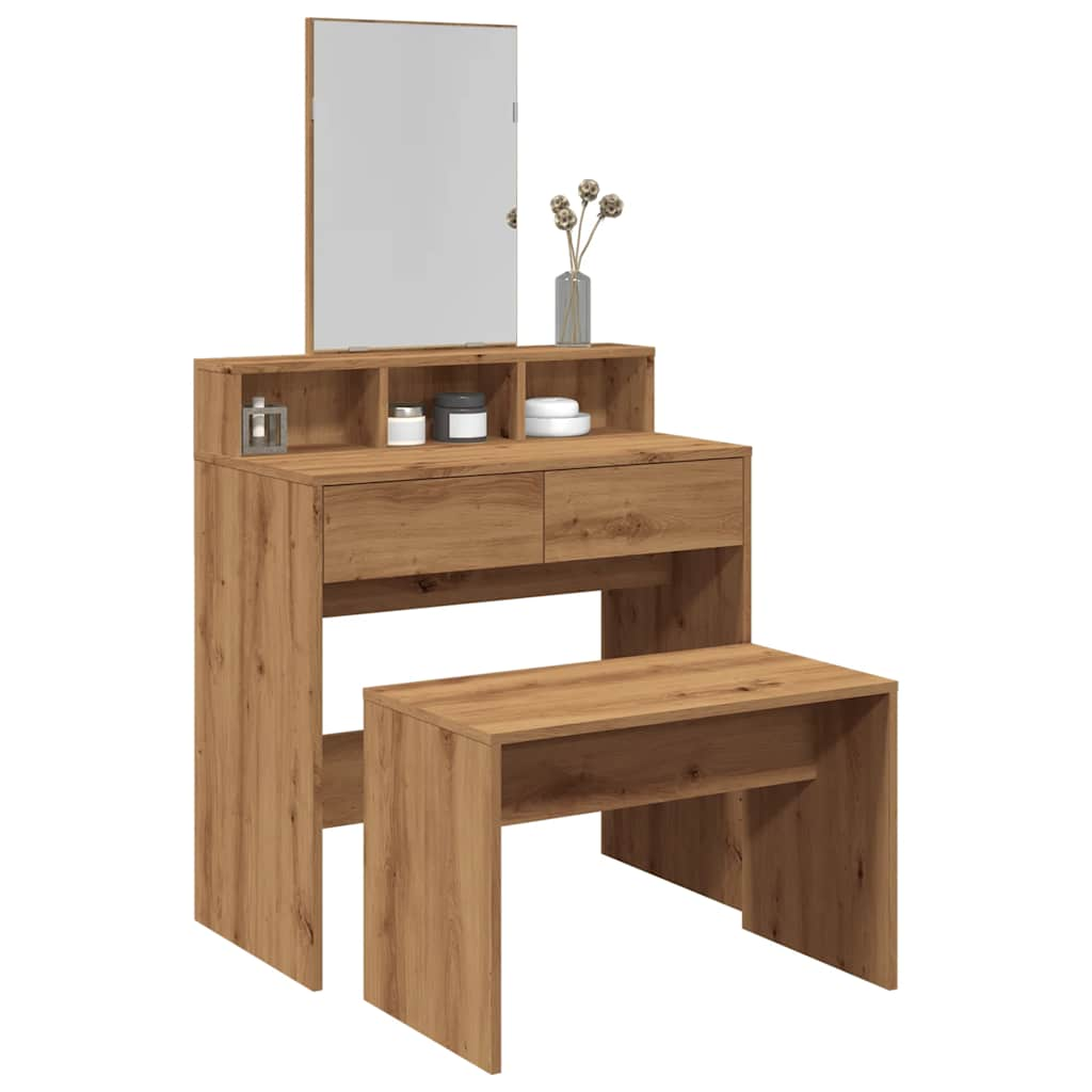 Vetonek Taburete vestidor madera contrachapada artisan roble 70x35x45cm