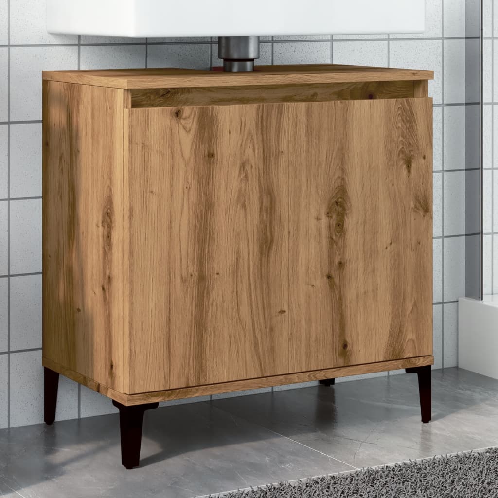 Vetonek Mueble de lavabo madera de ingeniería roble artisan 58x33x60 cm