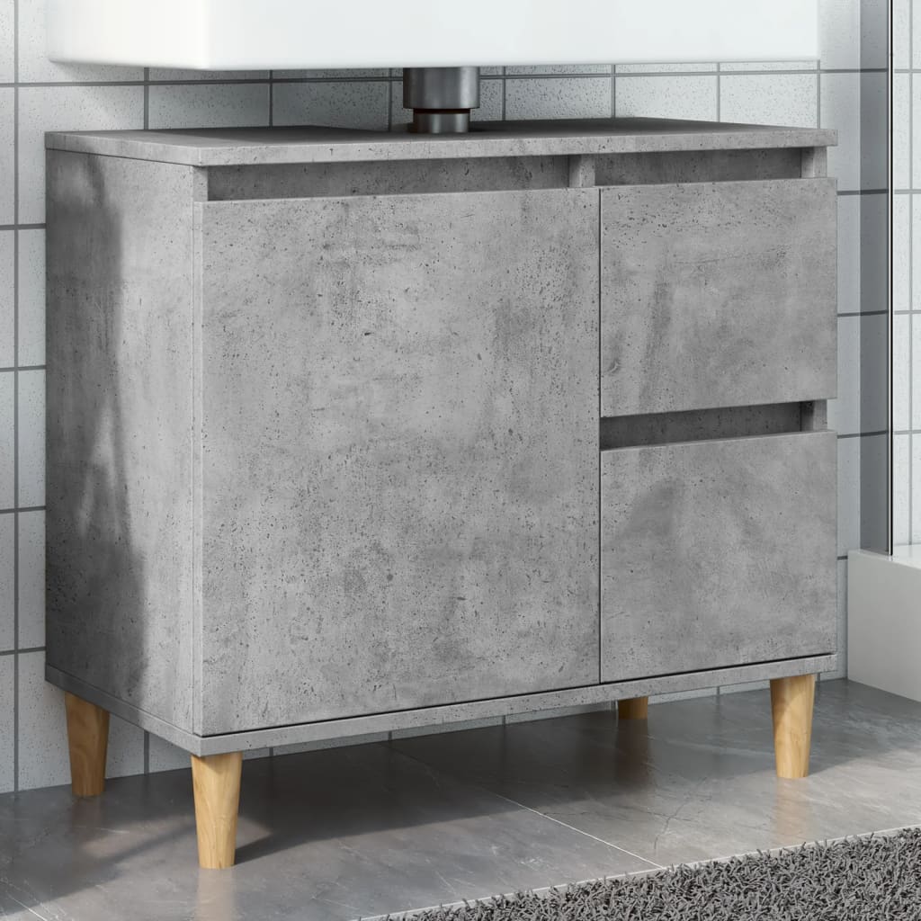 Vetonek Mueble de lavabo madera ingeniería gris hormigón 65x33x60 cm