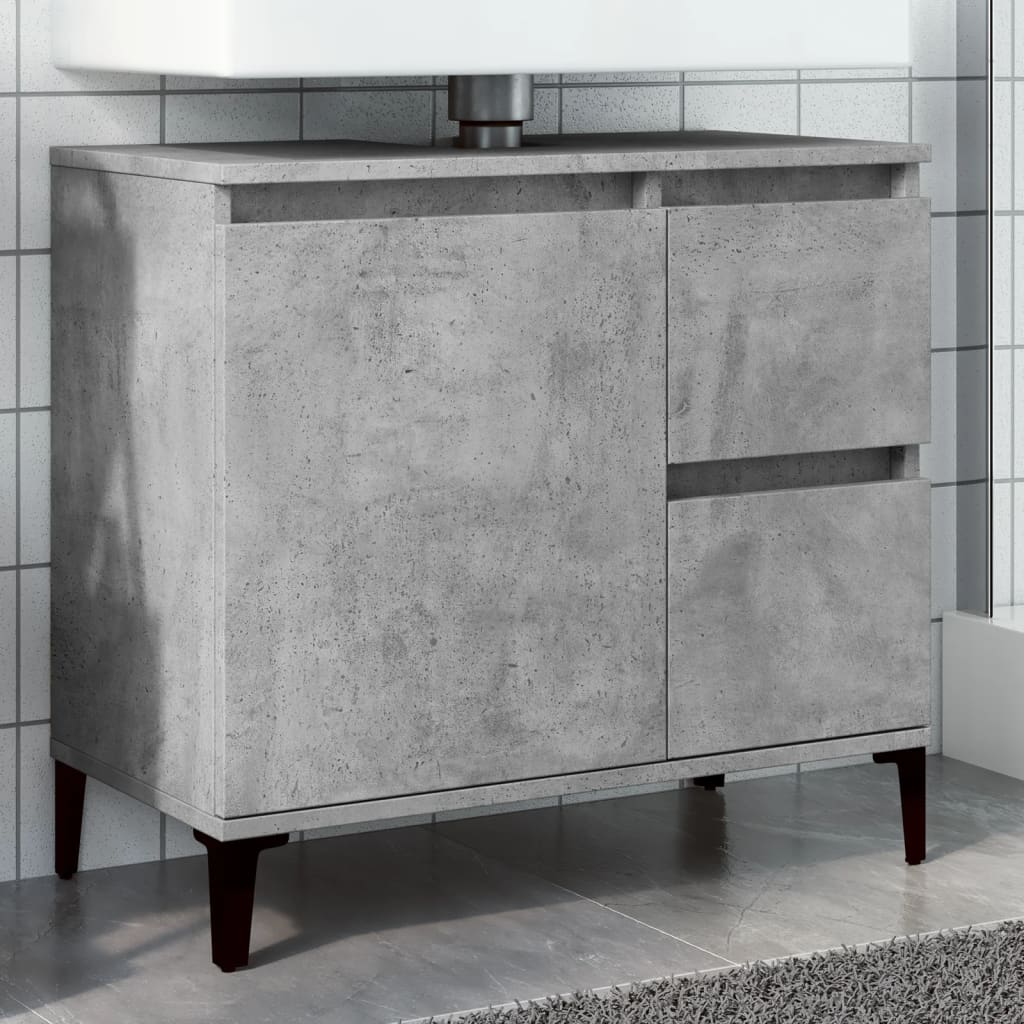 Vetonek Mueble de lavabo madera ingeniería gris hormigón 65x33x60 cm