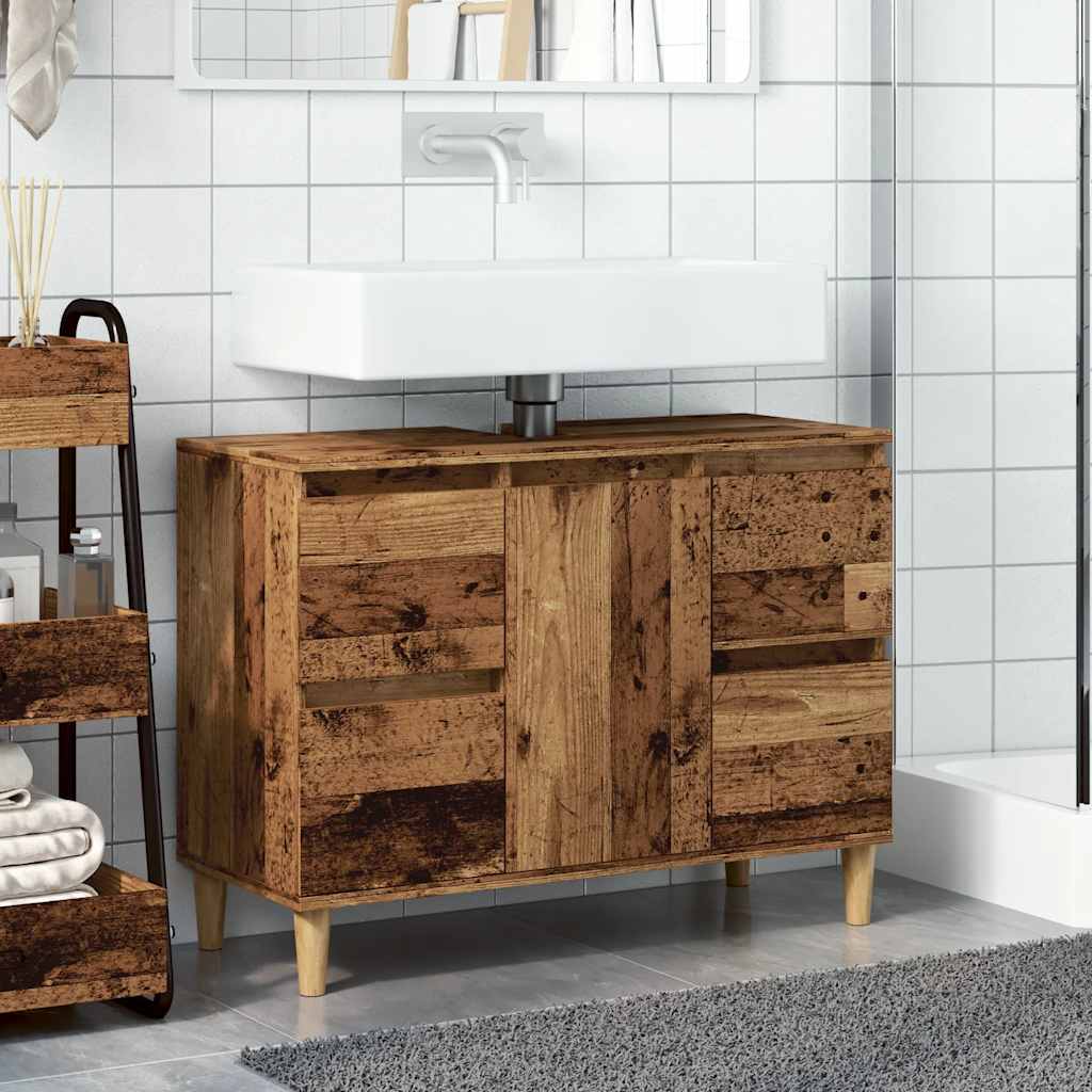 Mueble de lavabo madera sintetizada Nexus envejecida 80x33x60 cm