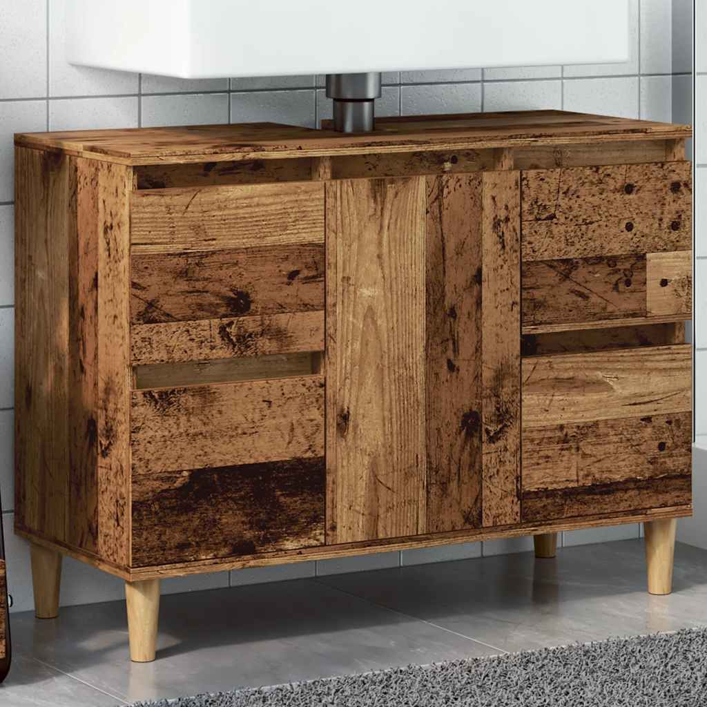 Vetonek Mueble de lavabo madera ingeniería envejecida 80x33x60 cm