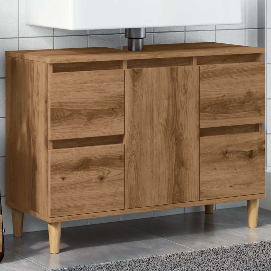 Vetonek Mueble de lavabo madera ingeniería roble artisan 80x33x60 cm