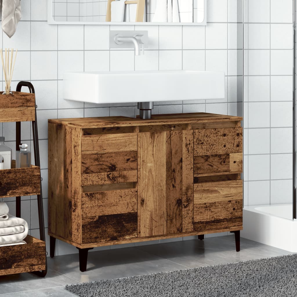 Mueble de lavabo madera sintetizada Nexus envejecida 80x33x60 cm - Vetonek