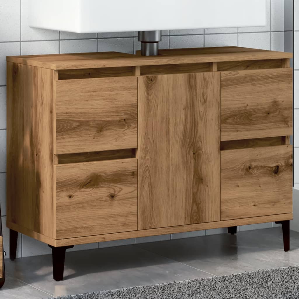 Vetonek Mueble de lavabo madera ingeniería roble artisan 80x33x60 cm