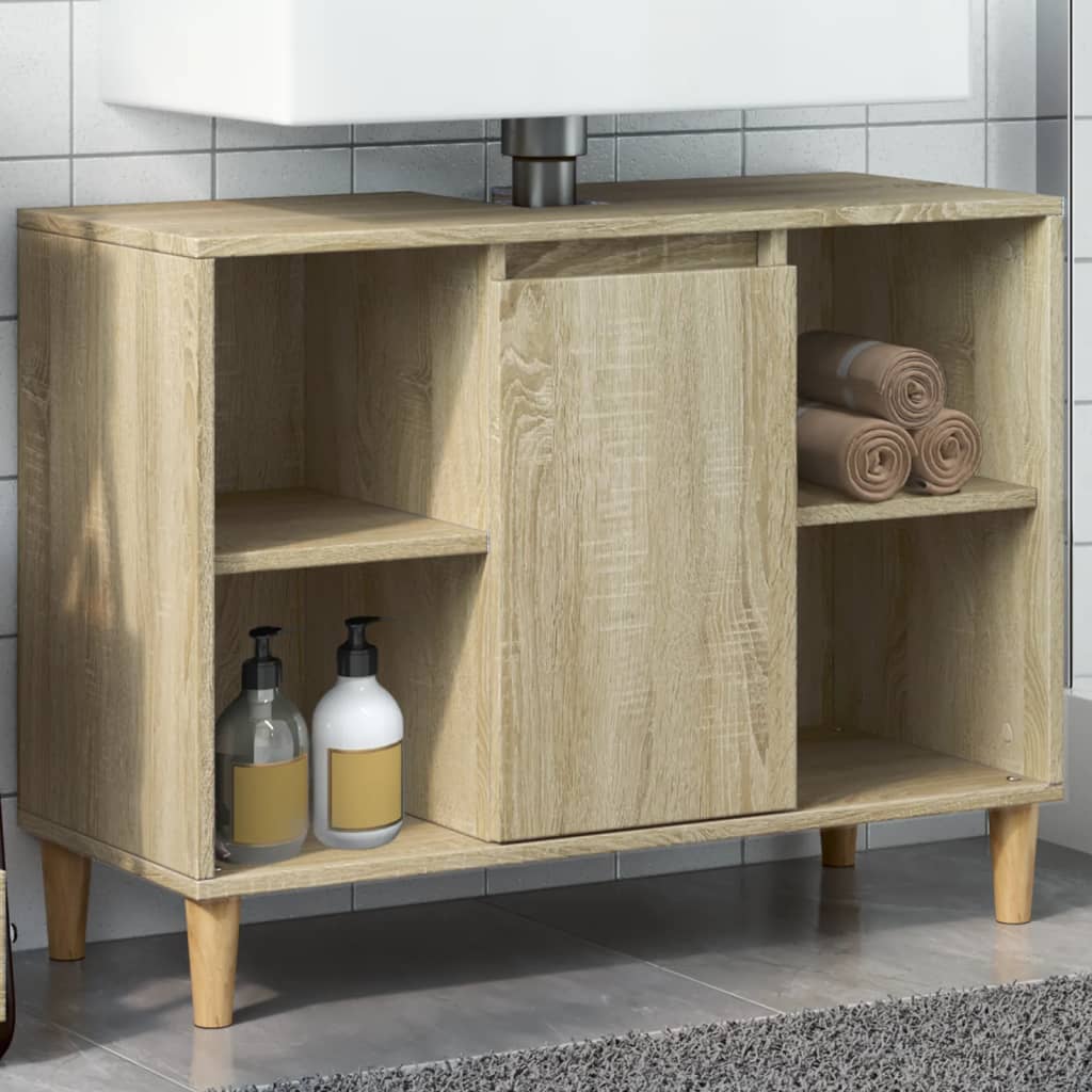 Vetonek Mueble de baño madera de ingeniería roble Sonoma 80x33x60 cm