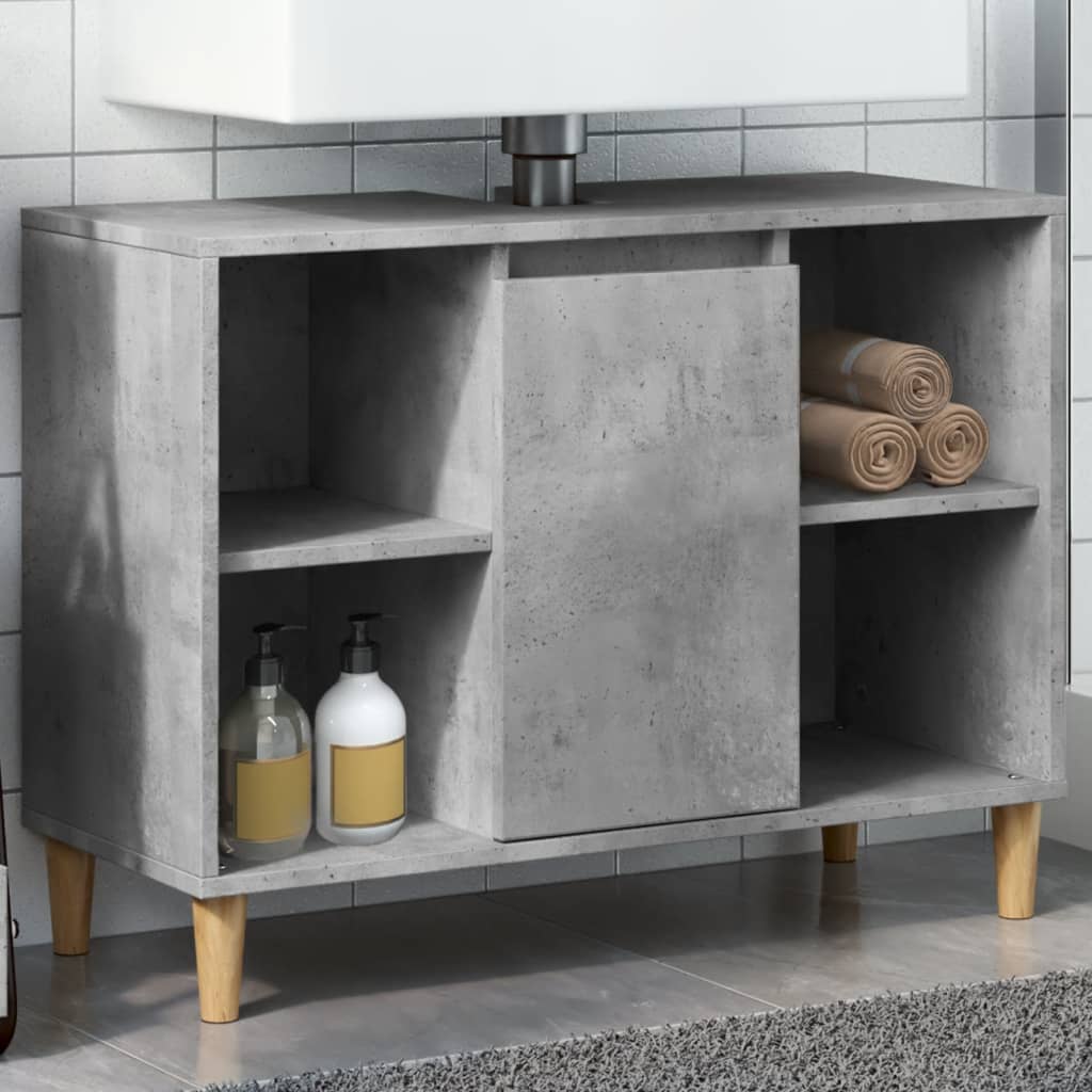 Vetonek Mueble de baño madera de ingeniería gris hormigón 80x33x60 cm