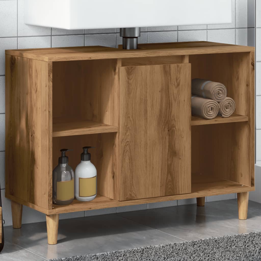 Vetonek Mueble de baño madera de ingeniería roble artisian 80x33x60 cm