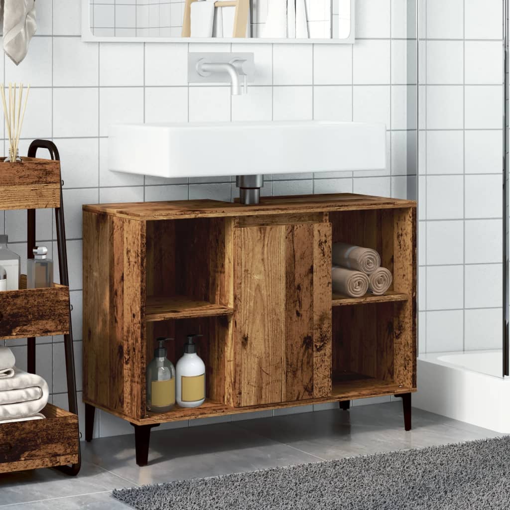 Mueble de lavabo madera sintetizada Nexus envejecida 80x33x60 cm