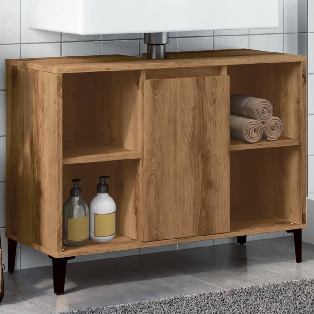 Vetonek Mueble de lavabo madera ingeniería roble artisan 80x33x60 cm