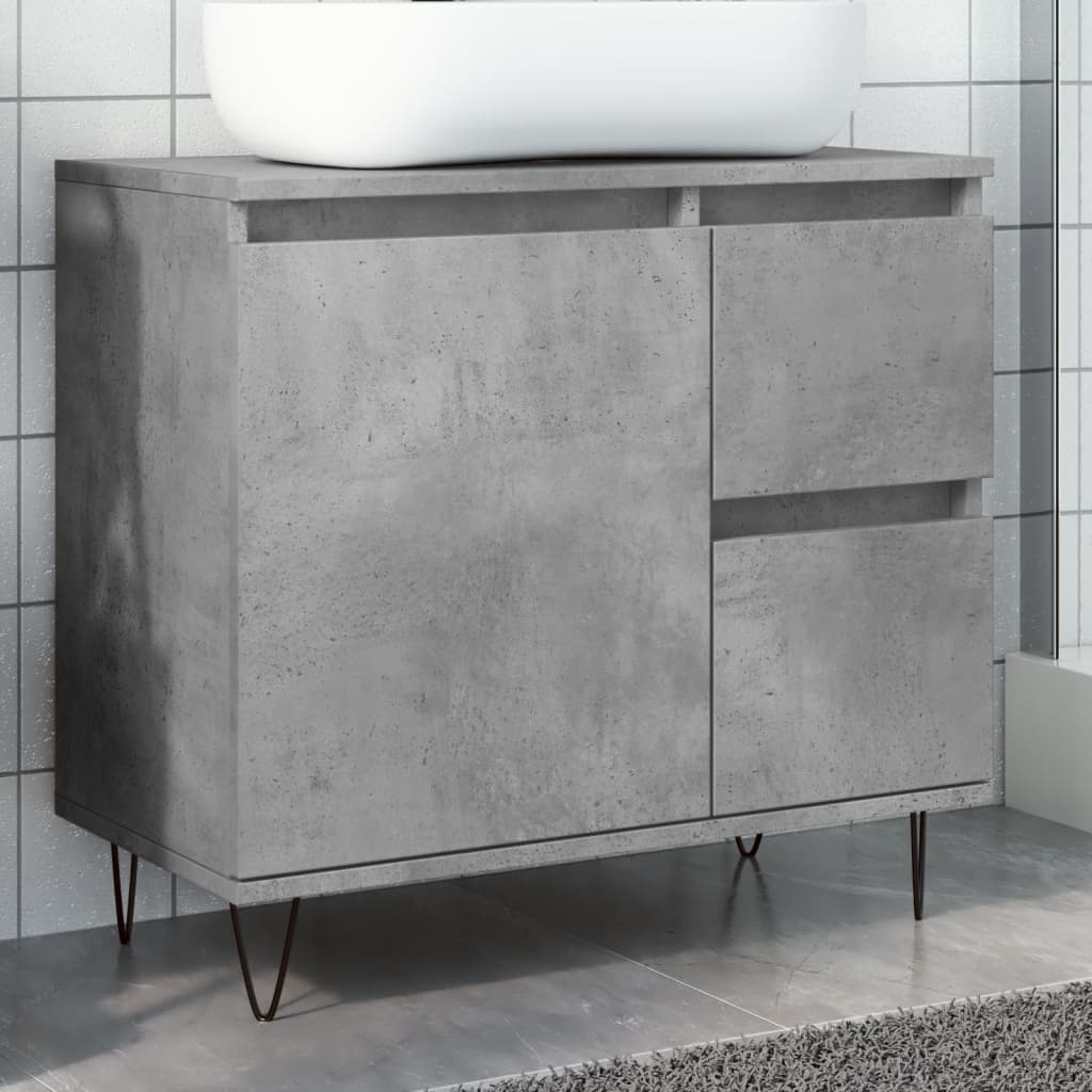 Vetonek Mueble de lavabo madera ingeniería gris hormigón 65x33x60 cm