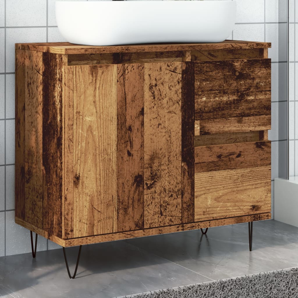 Vetonek Mueble de lavabo madera de ingeniería envejecida 65x33x60 cm