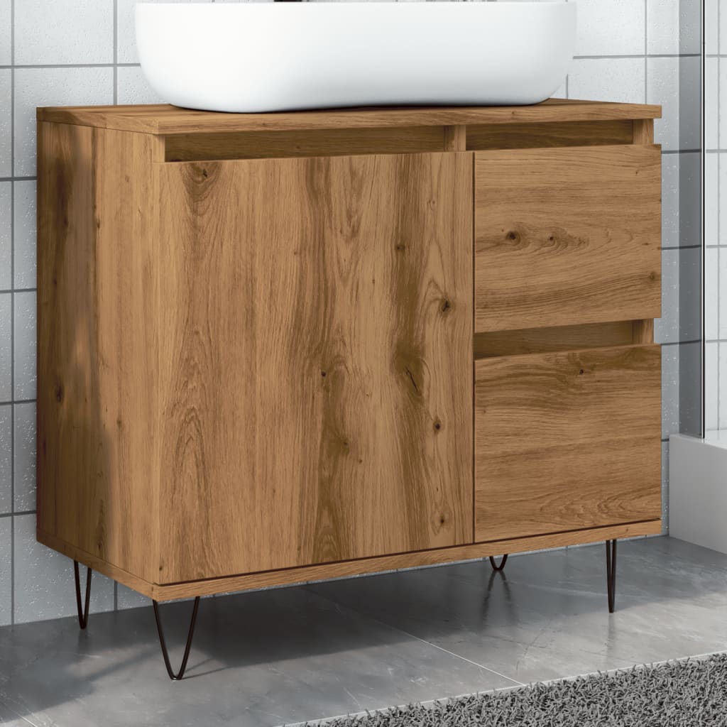 Vetonek Mueble de lavabo madera de ingeniería roble artisan 65x33x60 cm