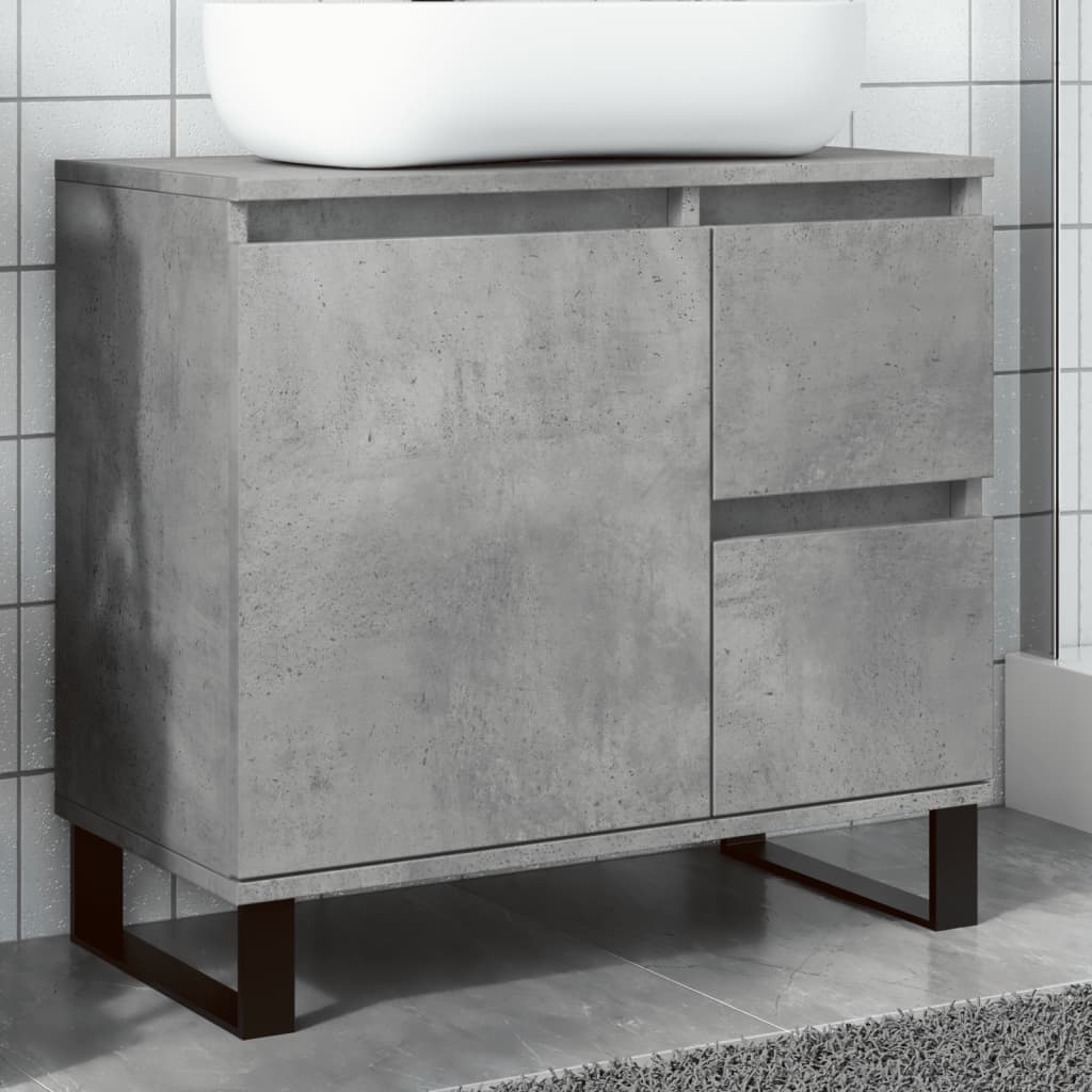 Vetonek Mueble de lavabo madera ingeniería gris hormigón 65x33x60 cm