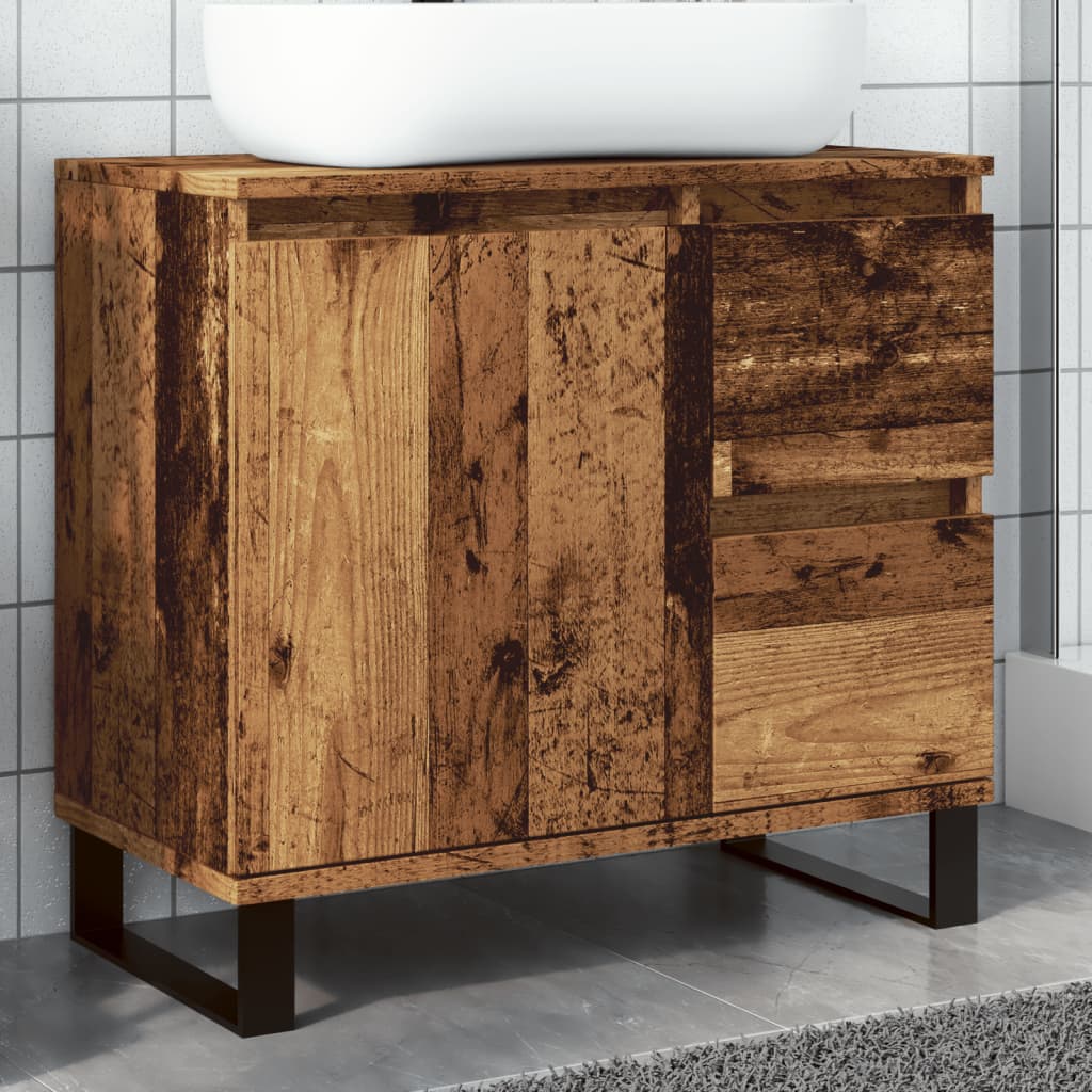 Vetonek Mueble de lavabo madera de ingeniería envejecida 65x33x60 cm