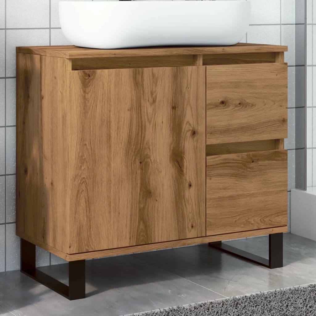 Vetonek Mueble de lavabo madera de ingeniería roble artisan 65x33x60 cm