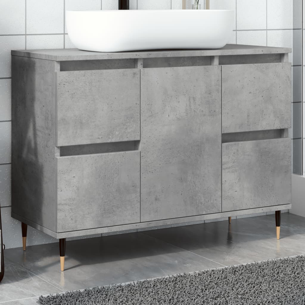 Vetonek Mueble de baño madera de ingeniería gris hormigón 80x33x60 cm