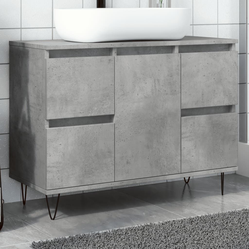 Vetonek Mueble de baño madera de ingeniería gris hormigón 80x33x60 cm