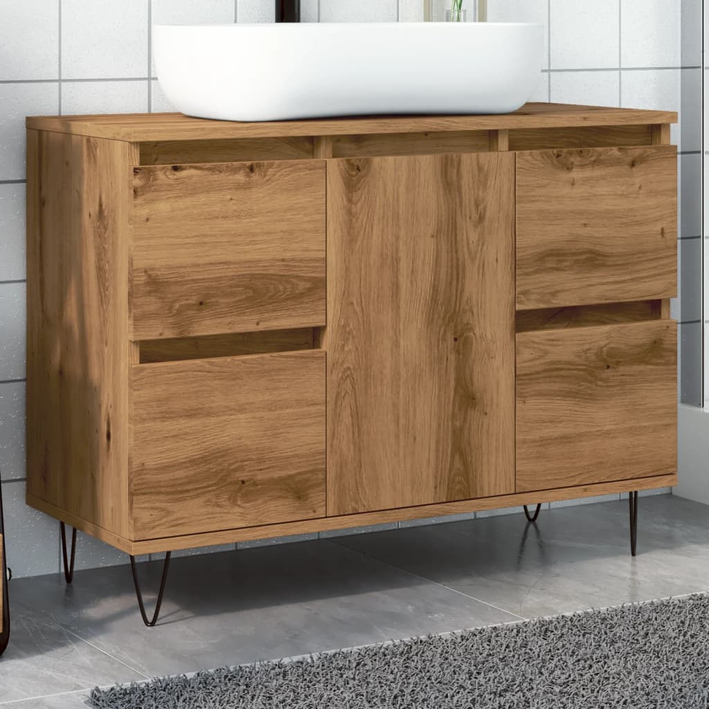 Vetonek Mueble de baño madera de ingeniería roble artisan 80x33x60 cm