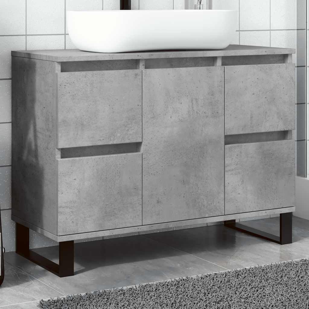 Vetonek Mueble de lavabo madera de ingeniería gris hormigón 80x33x60 cm