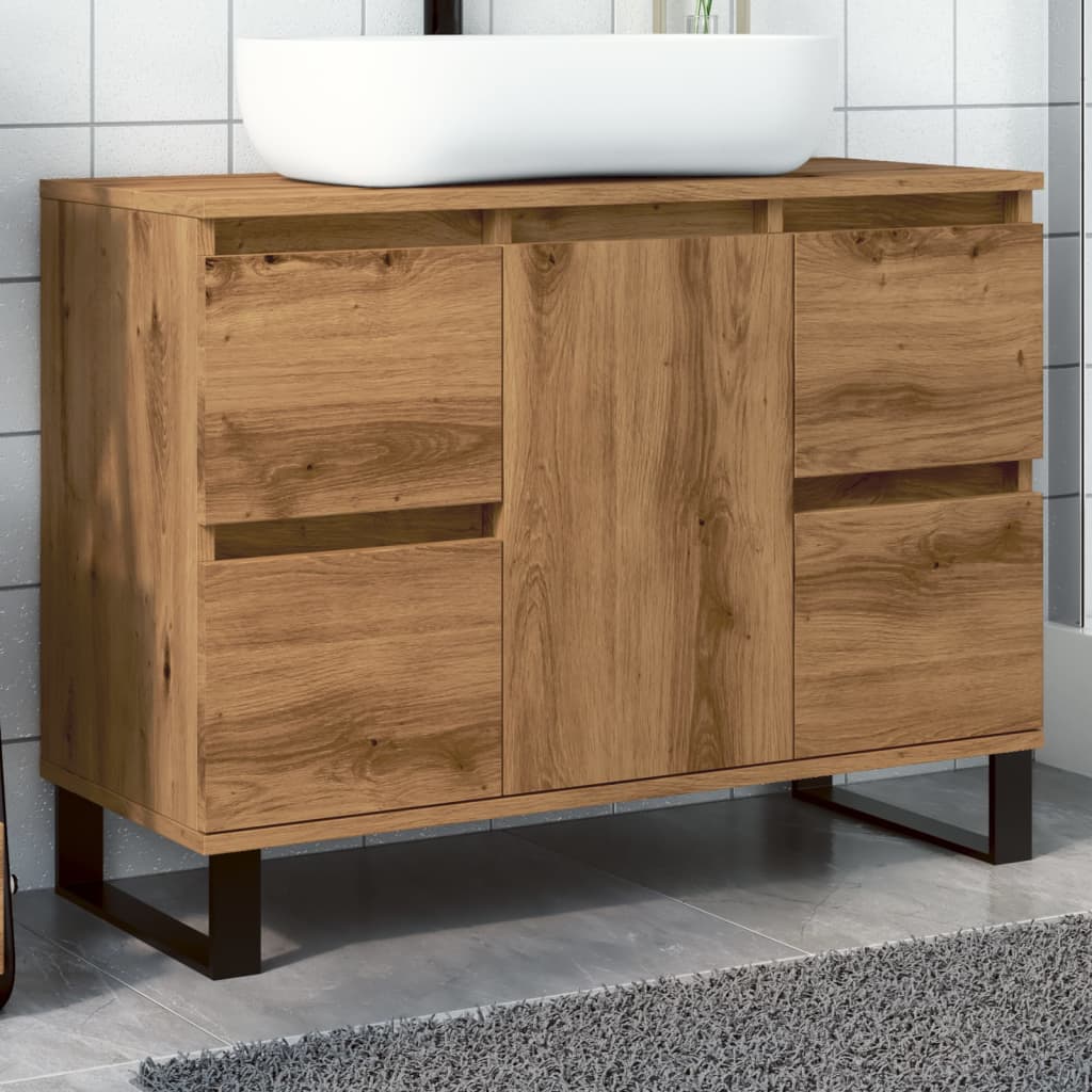 Vetonek Mueble de lavabo madera de ingeniería roble artisan 80x33x60 cm