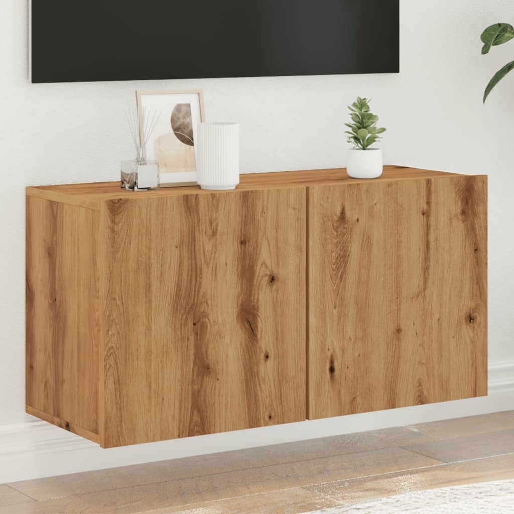 Vetonek Mueble de TV de pared roble artisian 80x30x41 cm