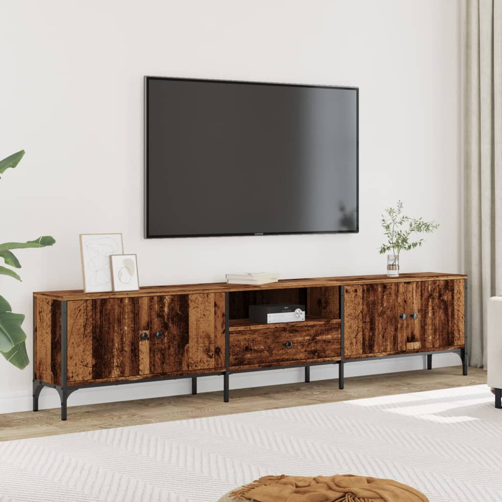 Vetonek Mueble TV con cajón madera ingeniería envejecida 200x25x44 cm