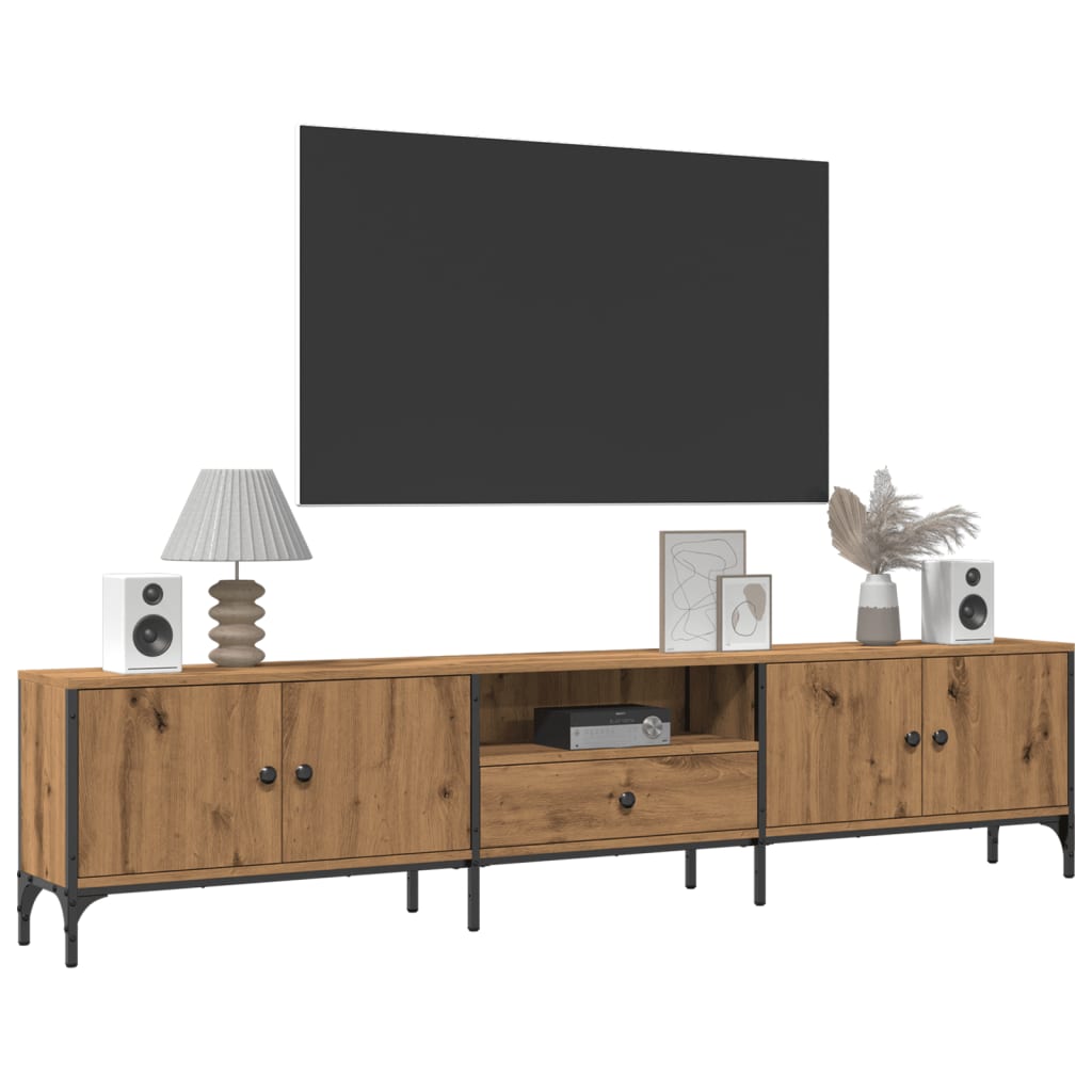 Mueble TV cajón madera sintetizada Nexus roble artesanal 200x25x44 cm