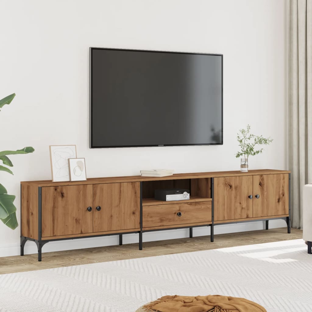 Vetonek Mueble TV cajón madera ingeniería roble artesanal 200x25x44 cm