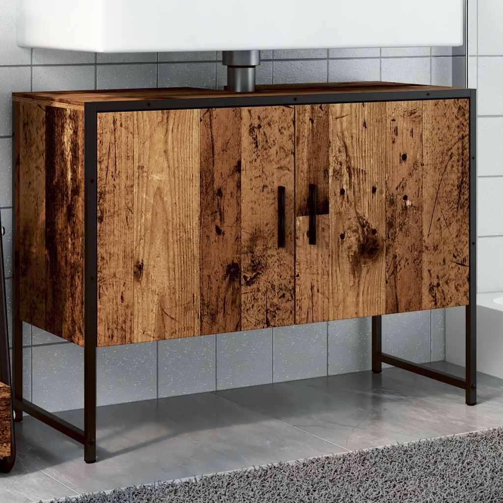 Vetonek Mueble de lavabo madera de ingeniería envejecida 80x33x60 cm