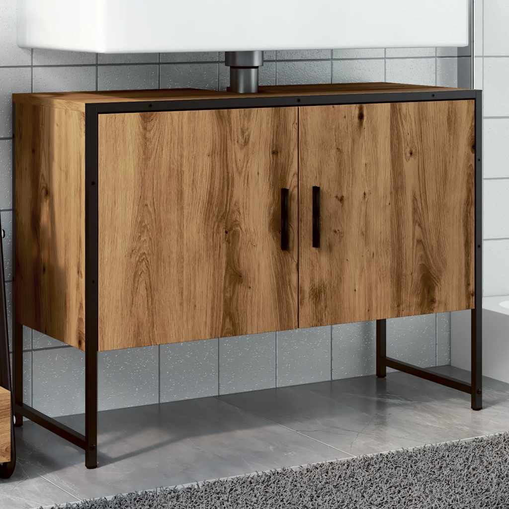 Vetonek Mueble de lavabo madera de ingeniería roble artisan 80x33x60 cm