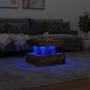 Mesa de centro con luces LED madera envejecida 50x50x40 cm V6992 Vetonek