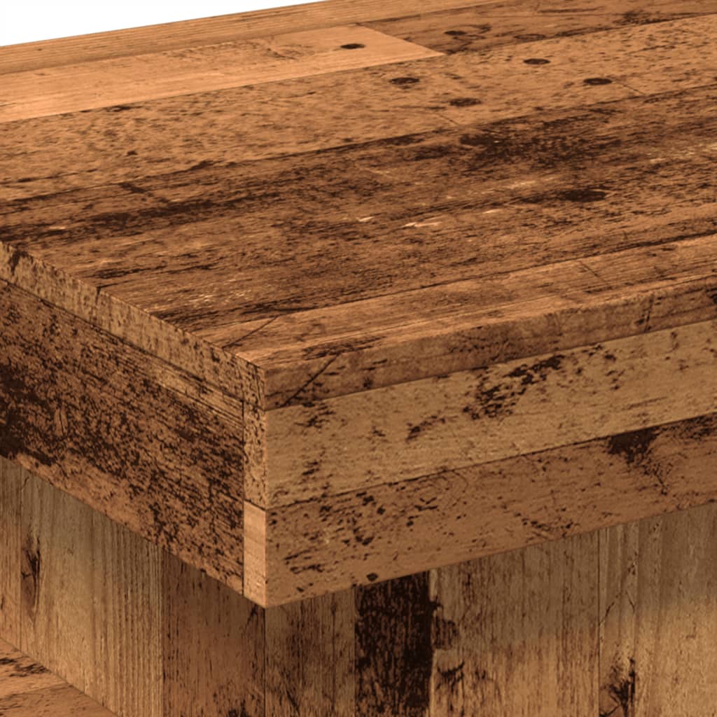 Mesa de centro con luces LED madera envejecida 50x50x40 cm V6992 Vetonek