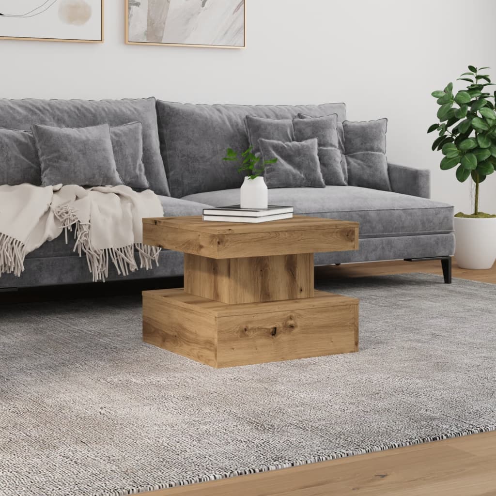 Mesa de centro con luces LED roble artisian 50x50x40 cm V7005 Vetonek