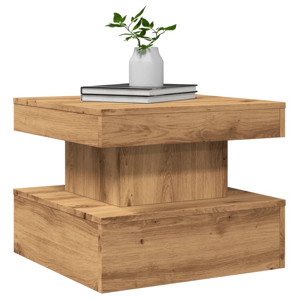 Mesa de centro con luces LED roble artisian 50x50x40 cm V7005 Vetonek