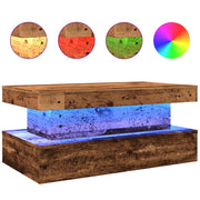 Mesa de centro con luces LED madera envejecida 90x50x40 cm V7012 Vetonek